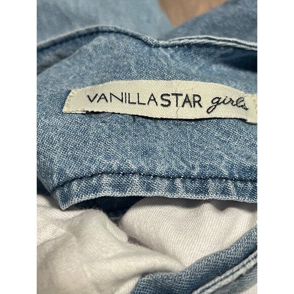 Vanilla Star Girls Denim Overall Romper & White T-Shirt Set Size S 7/8 Light Was - Picture 7 of 11